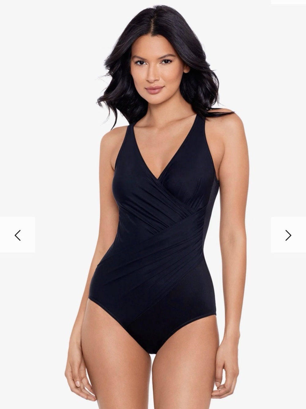 Miraclesuit Oceanus Style 470088 One Piece Black Rouched Bathing Suit Size 20